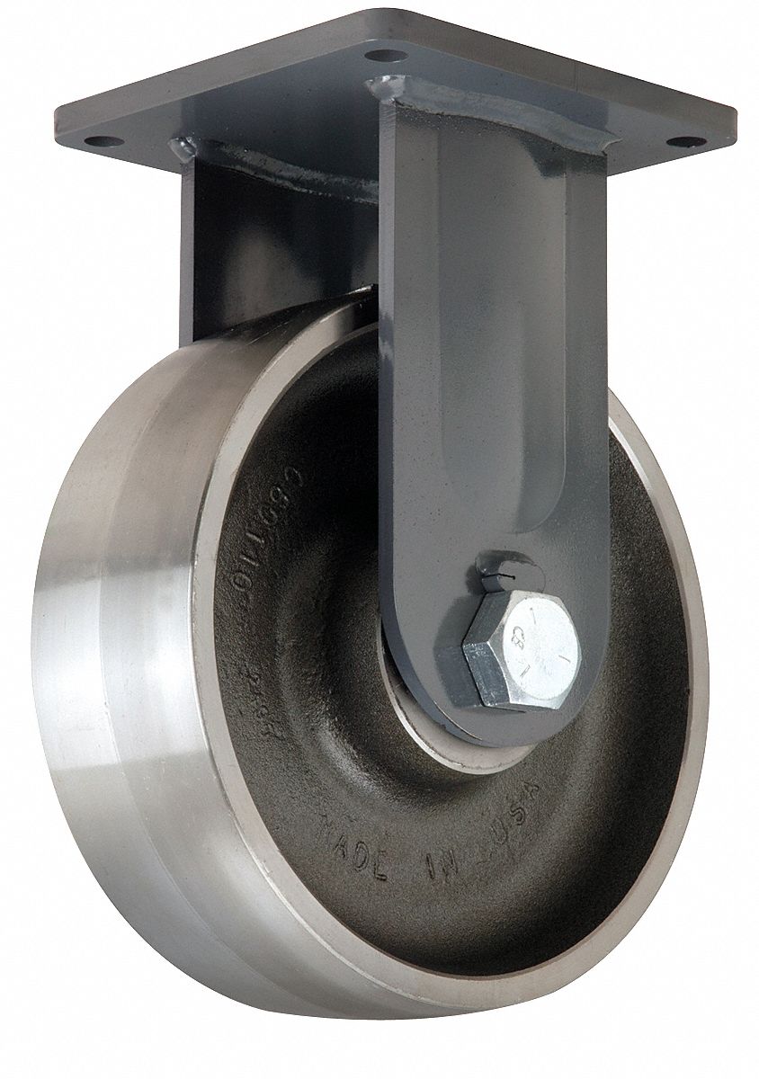 Rigid Plate Caster, 6500 lb, 10 In Dia