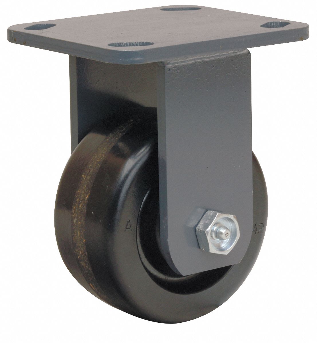 Rigid Plate Caster, 800 lb, 4 In Dia