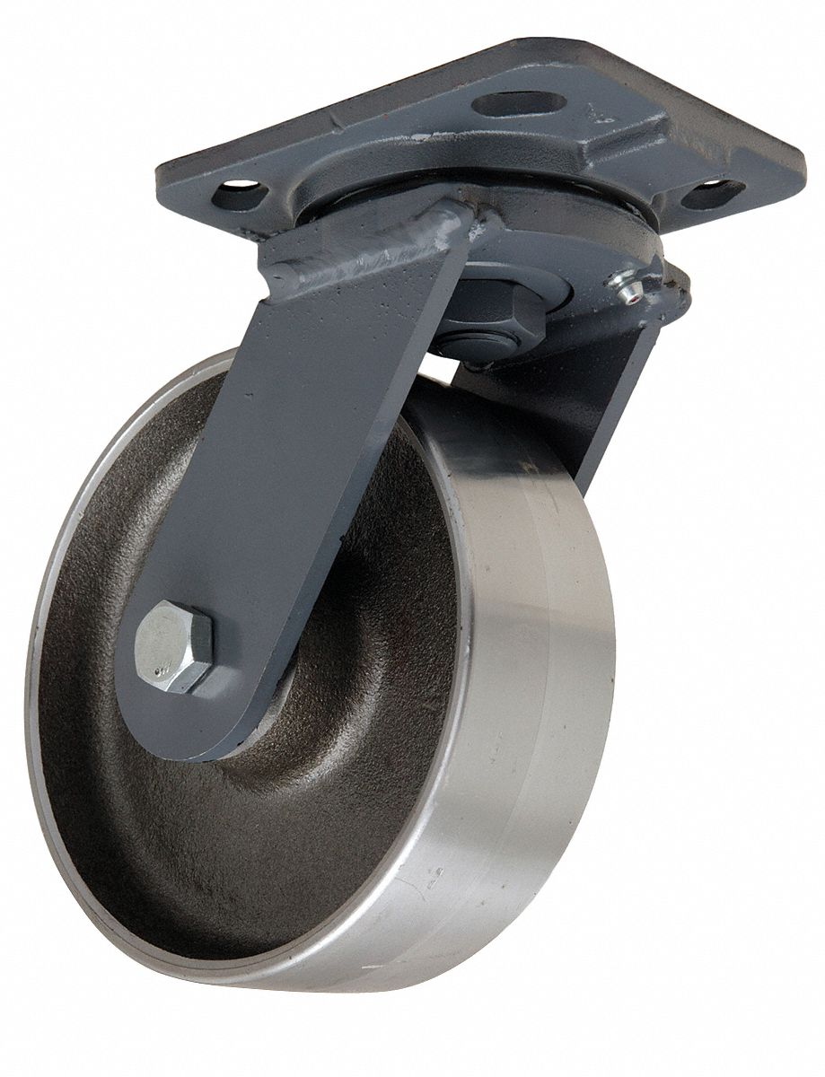 Swivel Plate Caster, 2000 lb, 6 In Dia