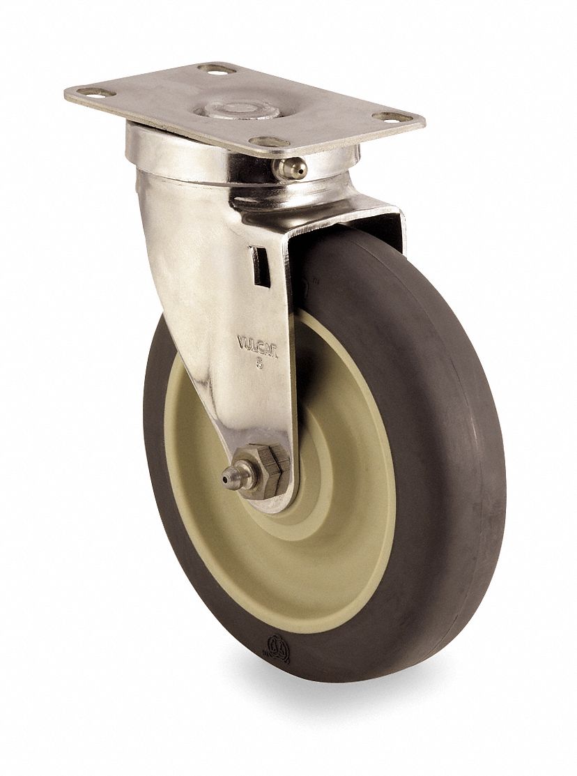 Swivel Plate Caster, 275 lb, 4 In Dia