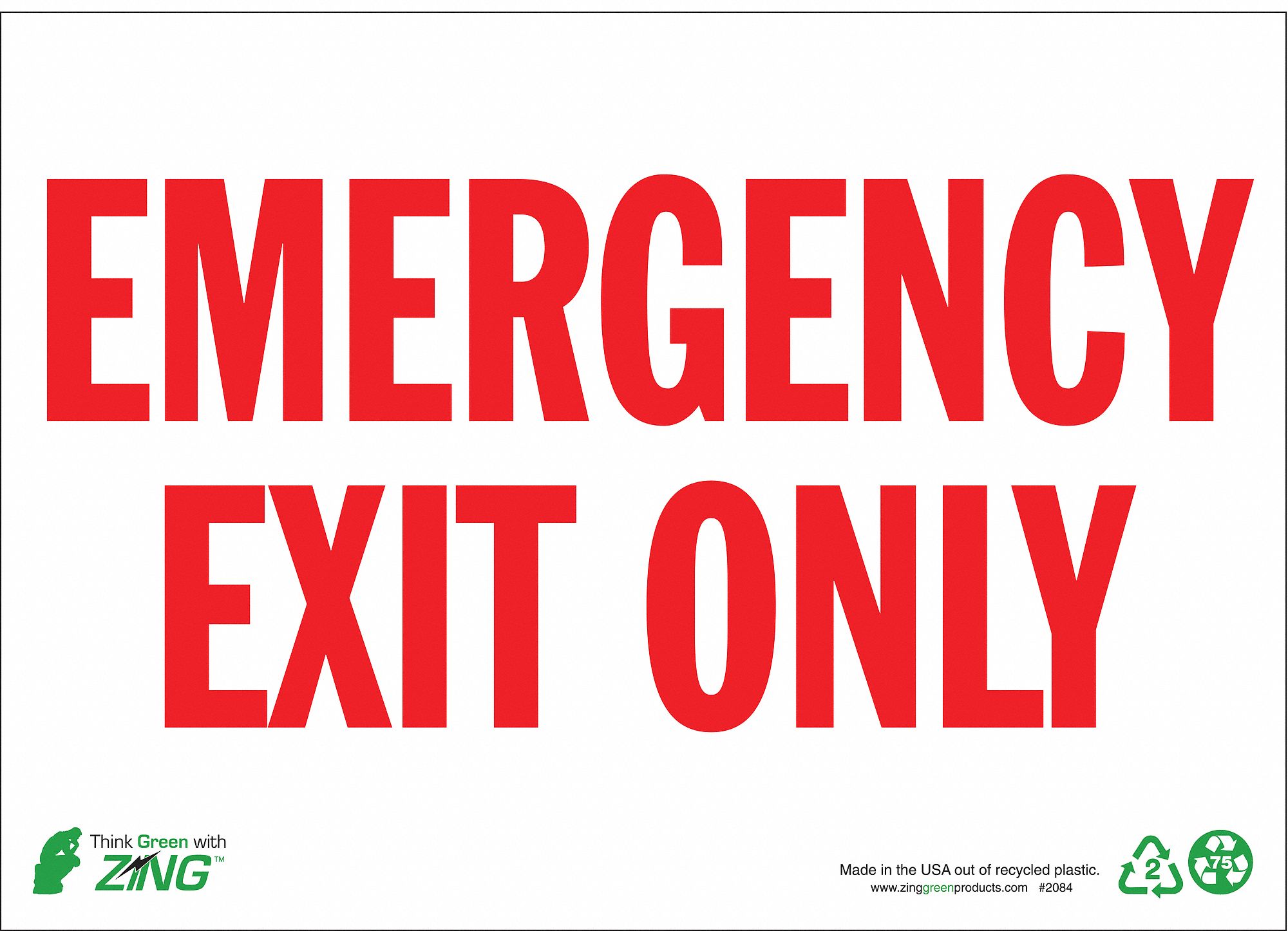 Exit Sign, 10 x 14In, R/WHT, Recycled AL