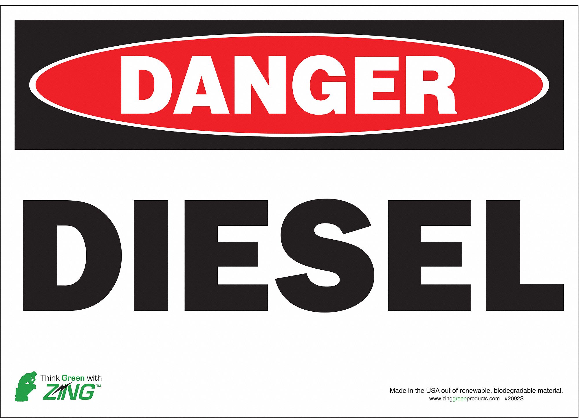 Danger Sign, Diesel, 10 x 14In, Self Adh