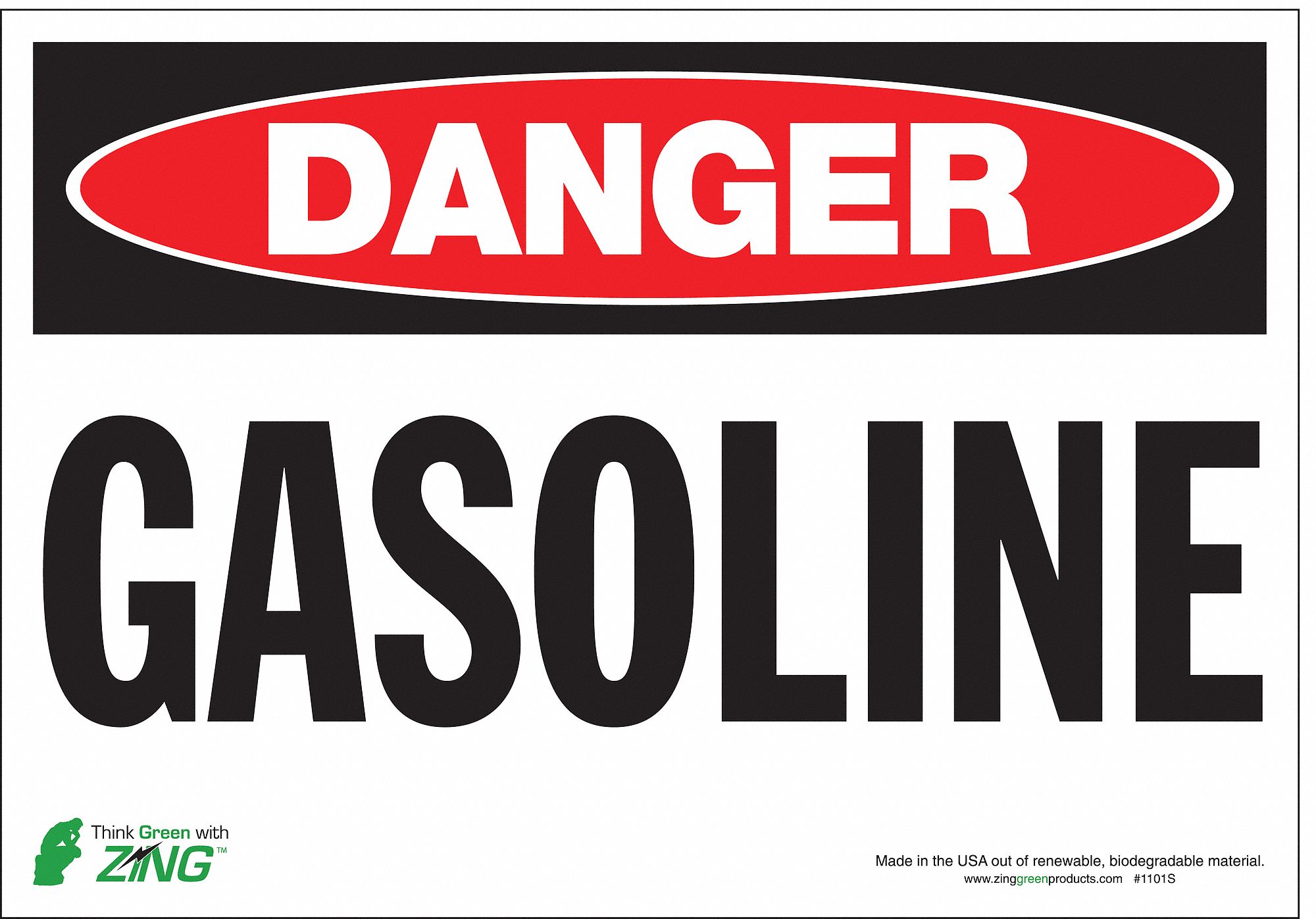 Danger Sign, 7 x 10In, R and BK/WHT, GAS