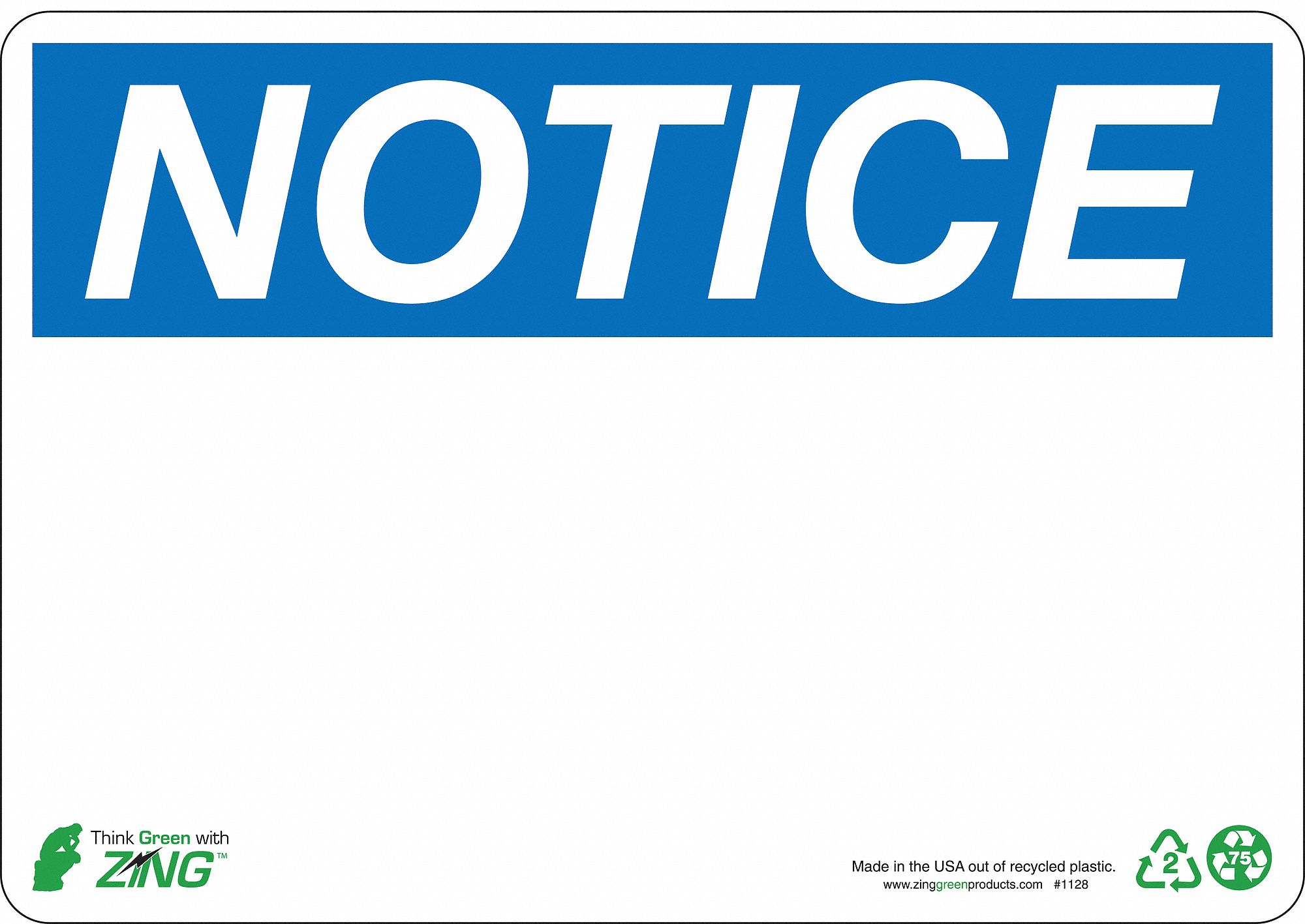 Notice Sign, 7 x 10In, BL/WHT, BLK, SURF