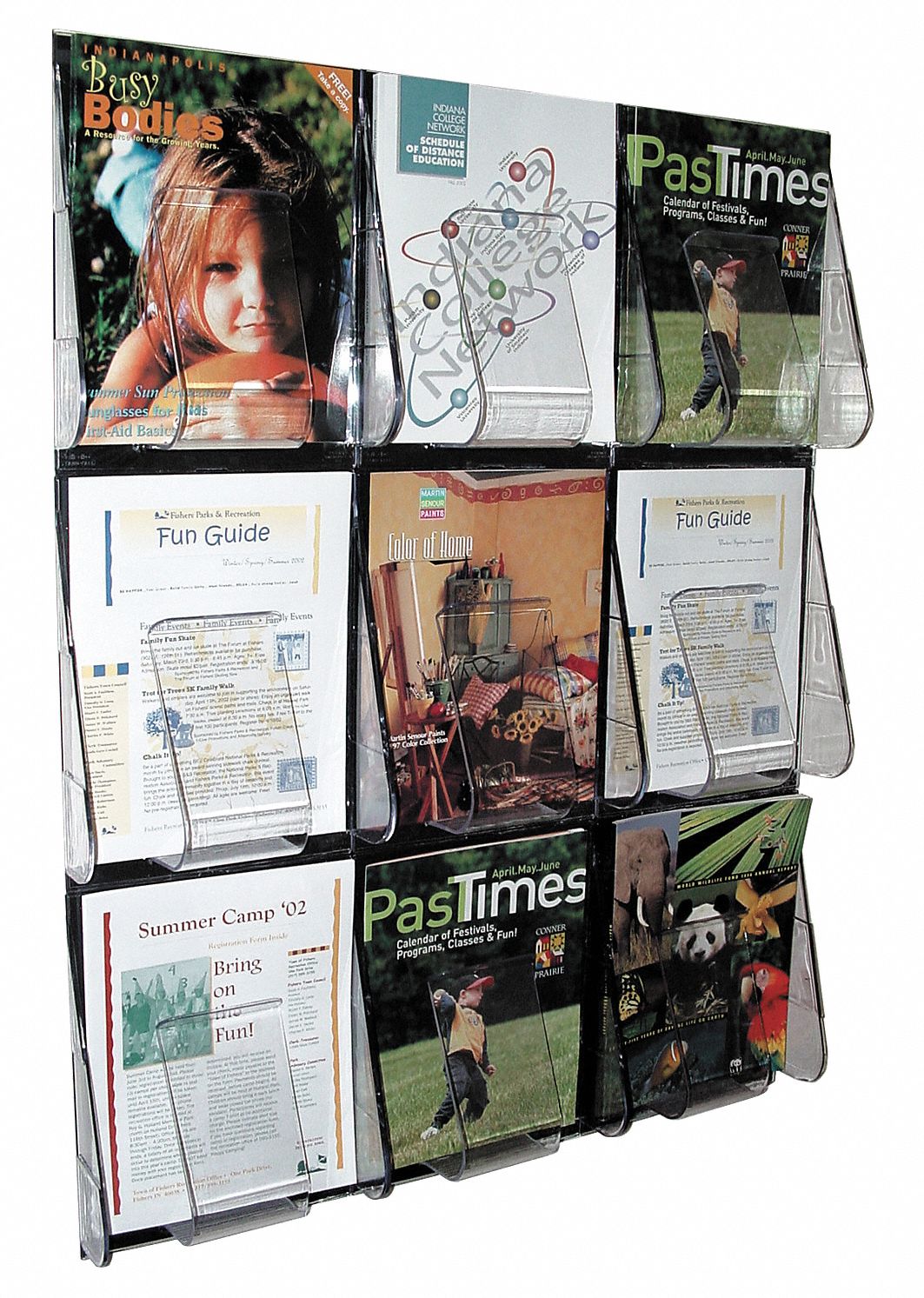 Magazine Holder, 9 Compartments, Clear
