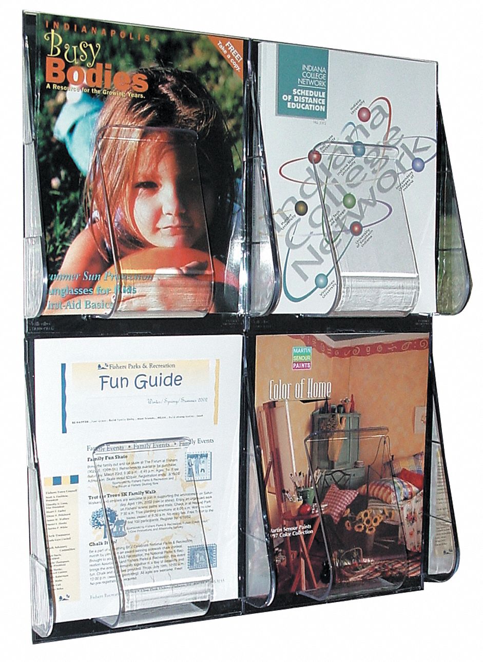 Magazine Holder, 4 Compartments, Clear