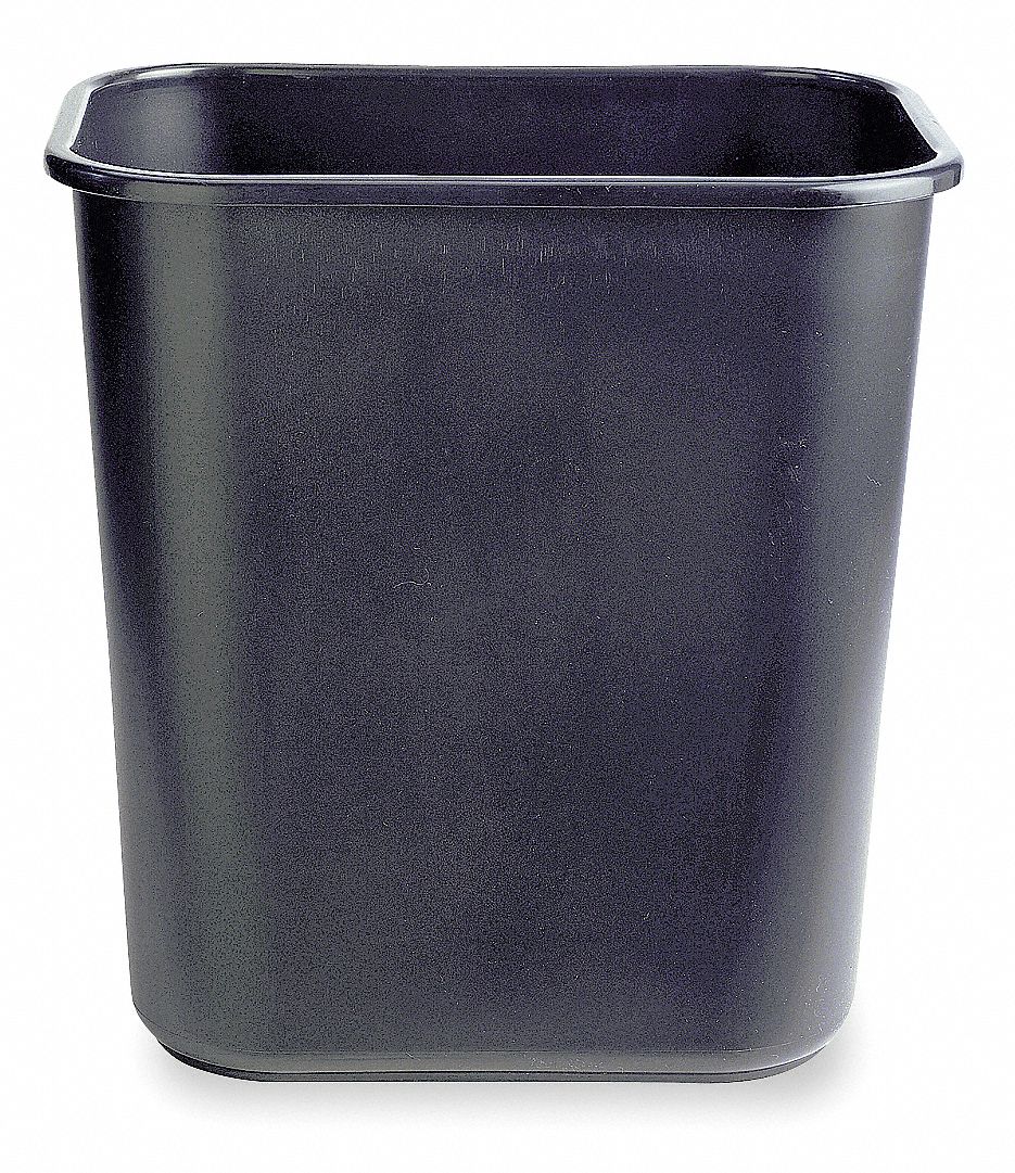 Wastebasket, Medium, Black, 7 gal.