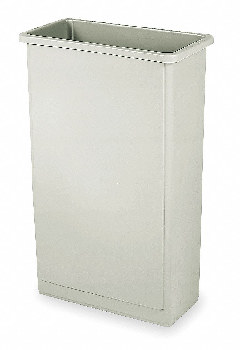Waste Container, Slim, Beige, 23 gal.