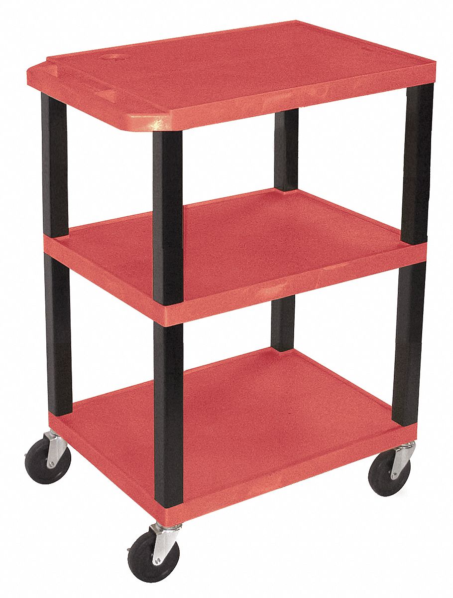 Utility Cart, 200 lb. Cap., Resin, 3 Shlvs