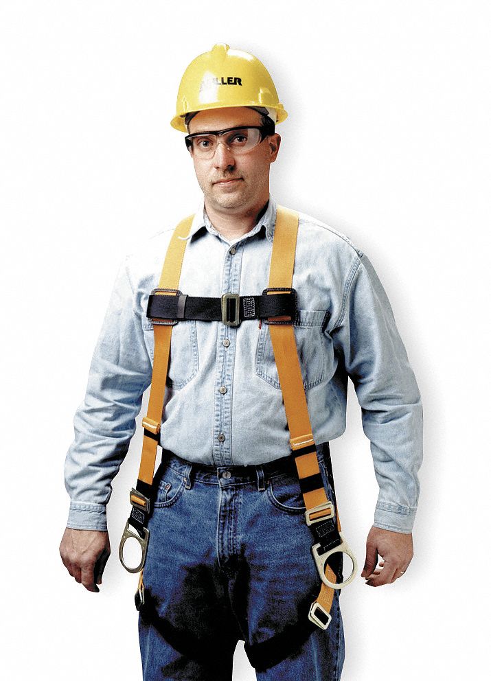 Full Body Harness, Unversl, 400lb, Blk/Orng