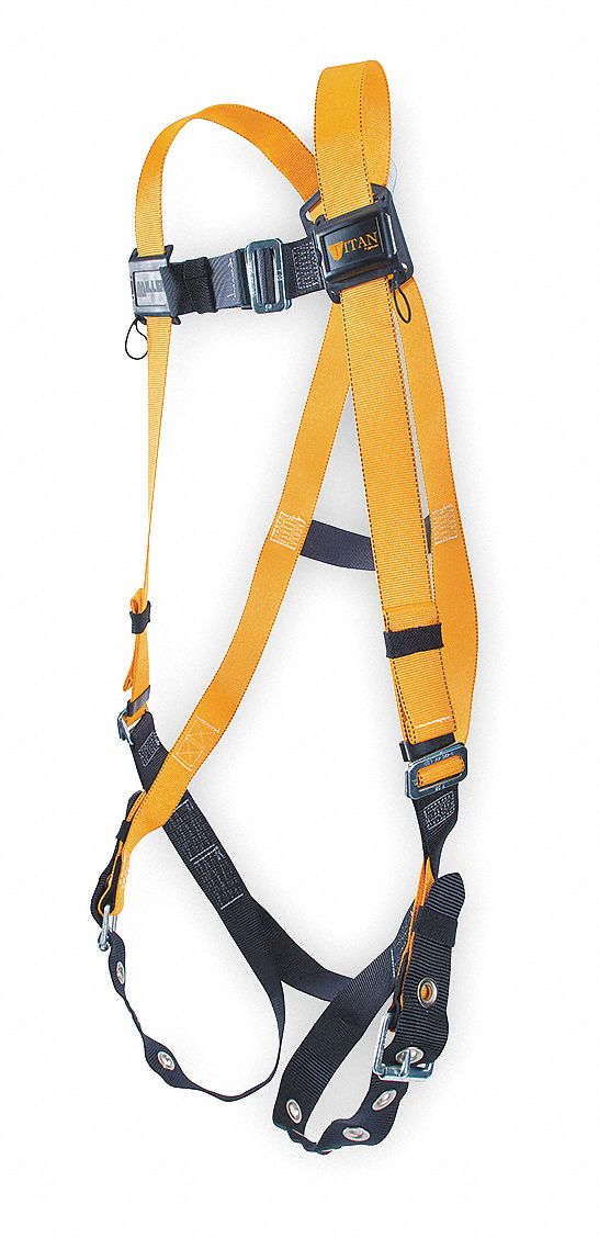 Full Body Harness, Unversl, 400lb, Blk/Orng