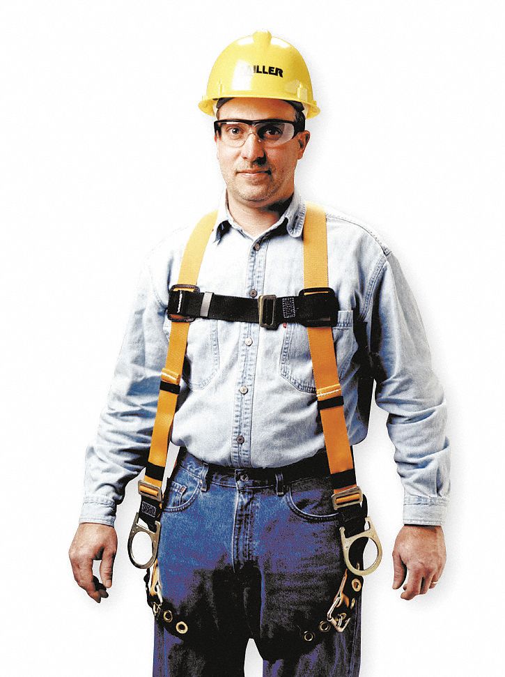 Full Body Harness, Unversl, 400lb, Blk/Orng