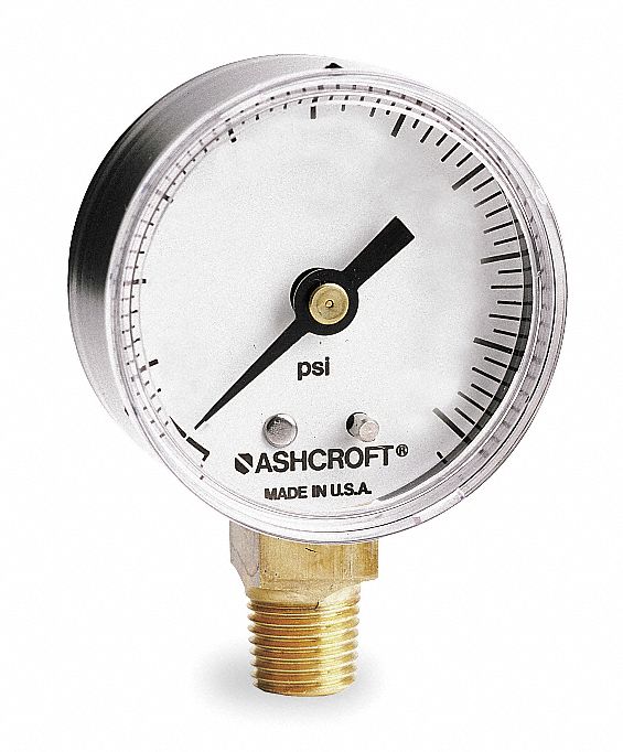 Pressure Gauge, 1 1/2 In, 0 to 100 Psi