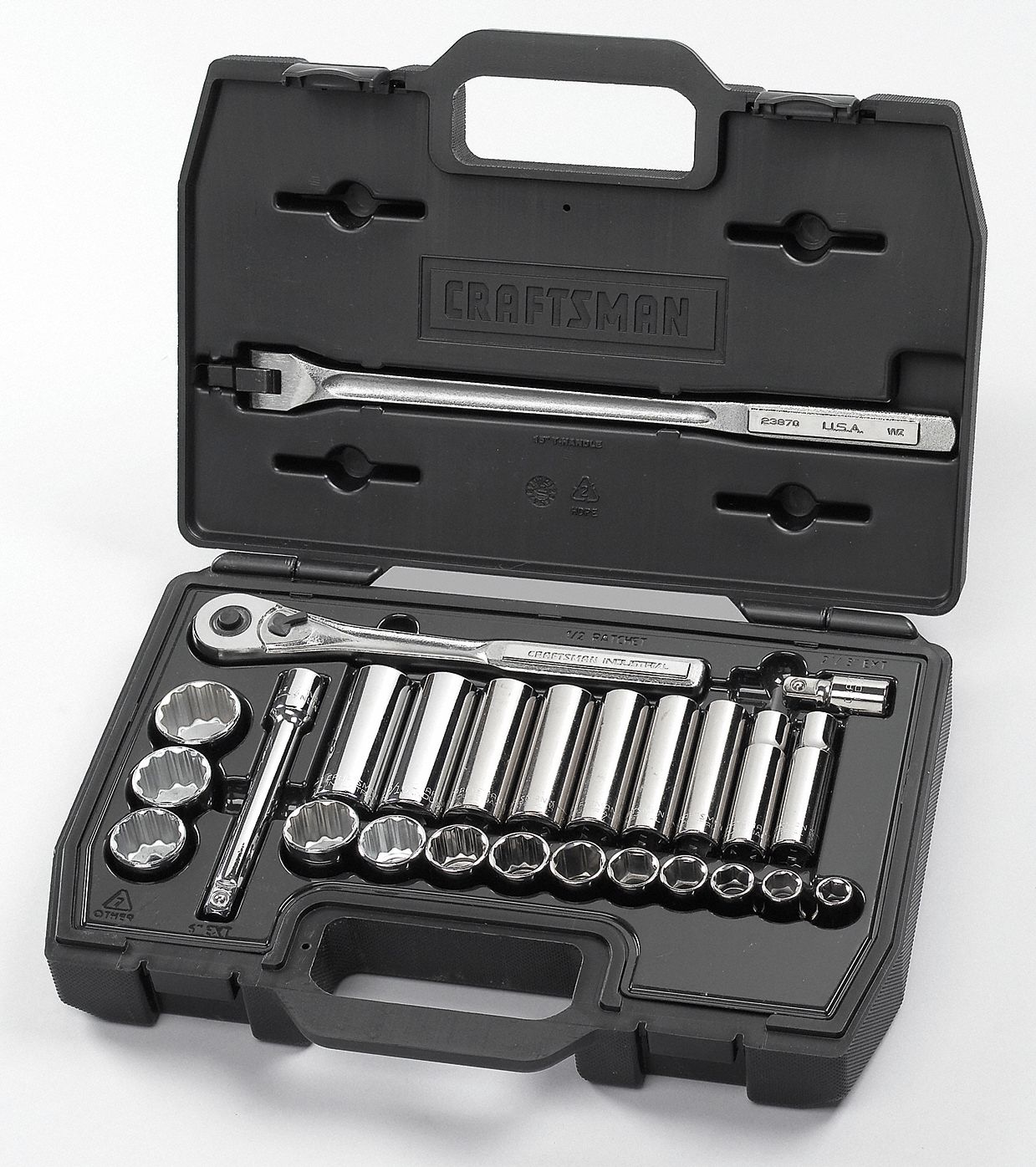 Socket Set, Std, 1/2 Dr, SAE, 26 Pc