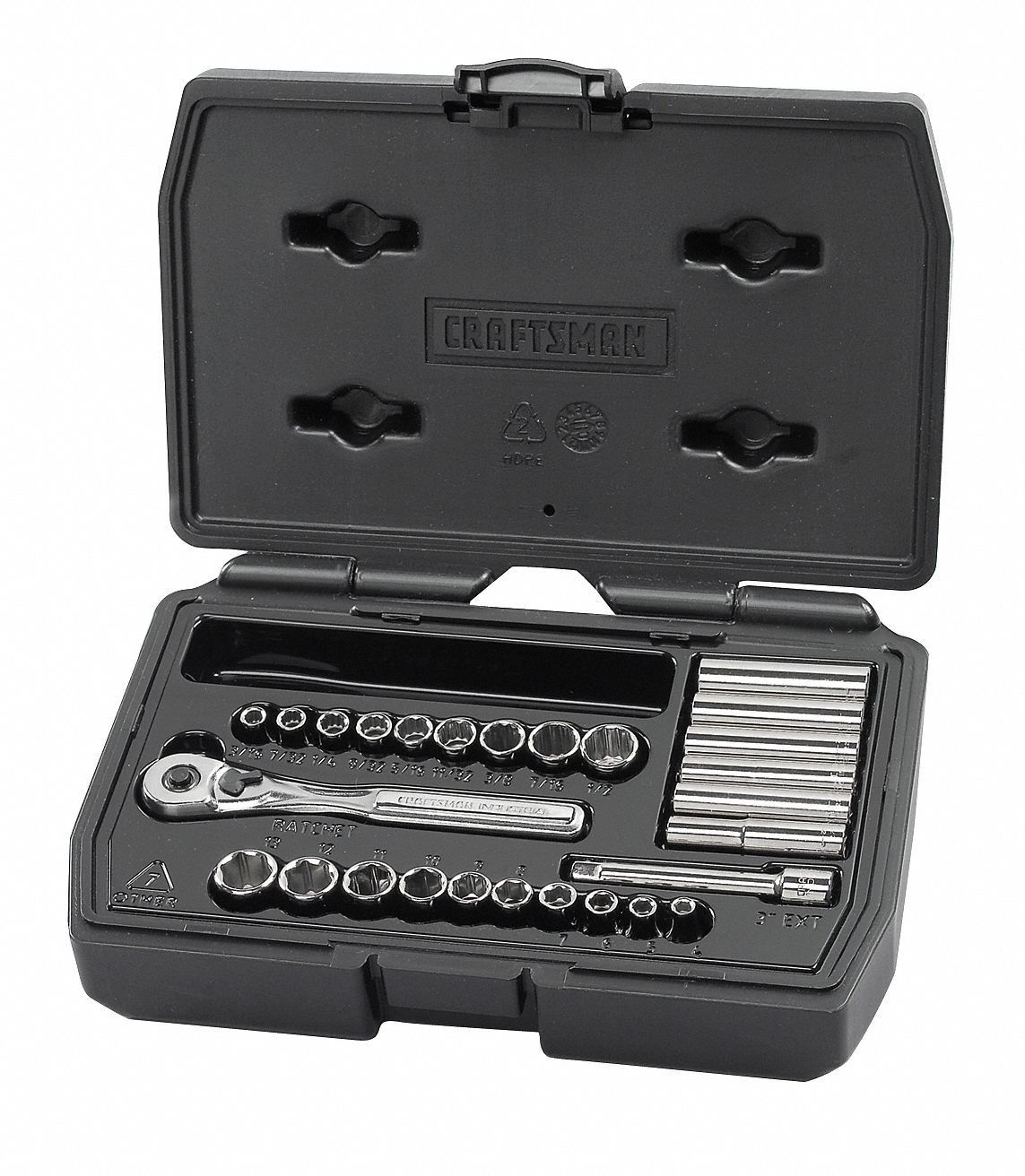 Socket Set, Std, 1/4 Dr, SAE/Metric, 27 Pc