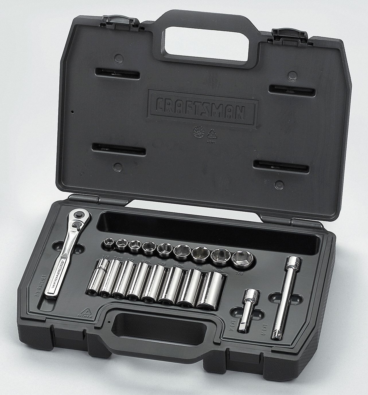 Socket Set, Std/Deep, 3/8Dr, 6 Pt, SAE, 20 Pc