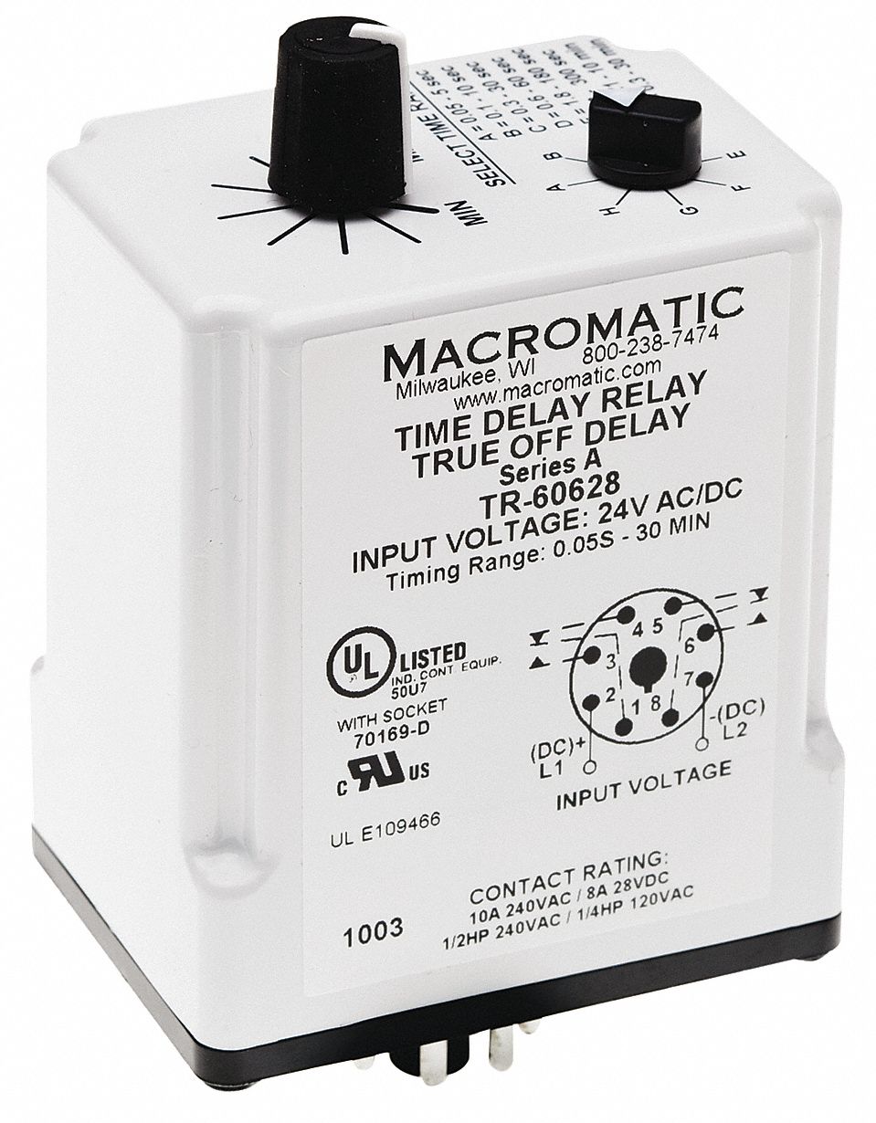 Relay, Power Off Delay, 24V, .05Sec-30Min