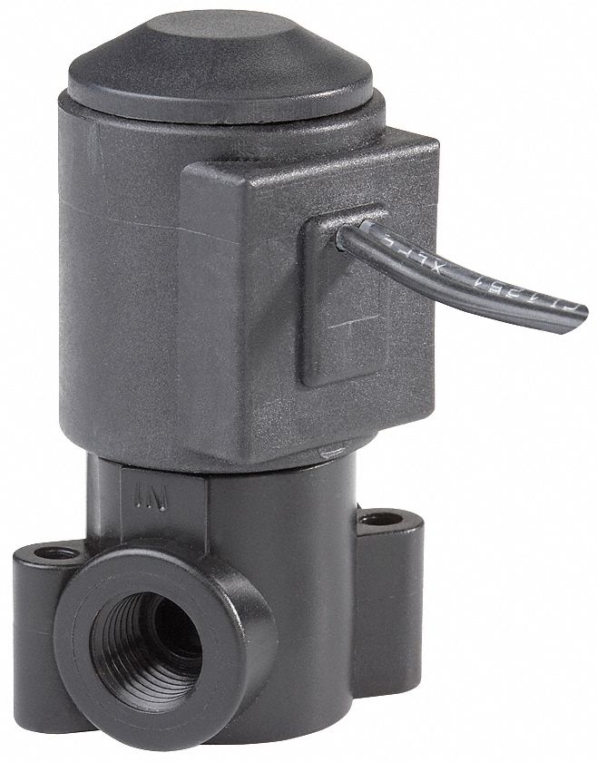 Solenoid Valve, 2 Way, NC, Delrin, 3/8 In