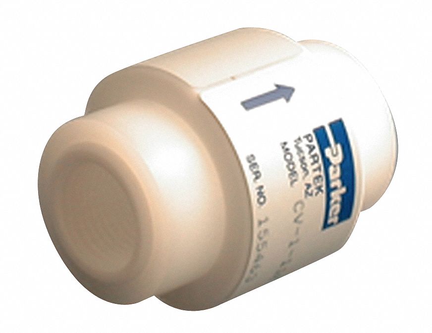 Check Valve, 1/4 In, FNPT, PTFE