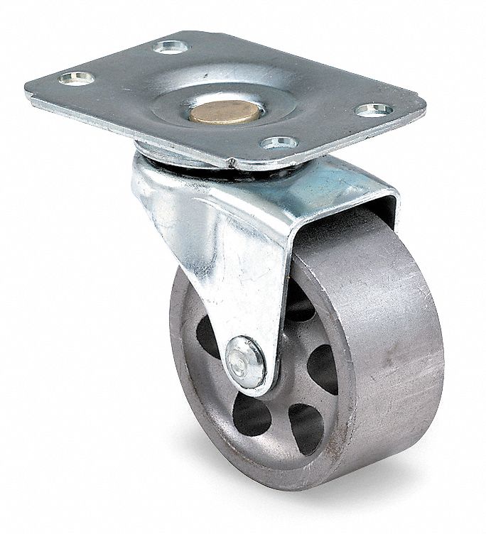 Swivel Plate Caster, 125 lb, 2 In Dia