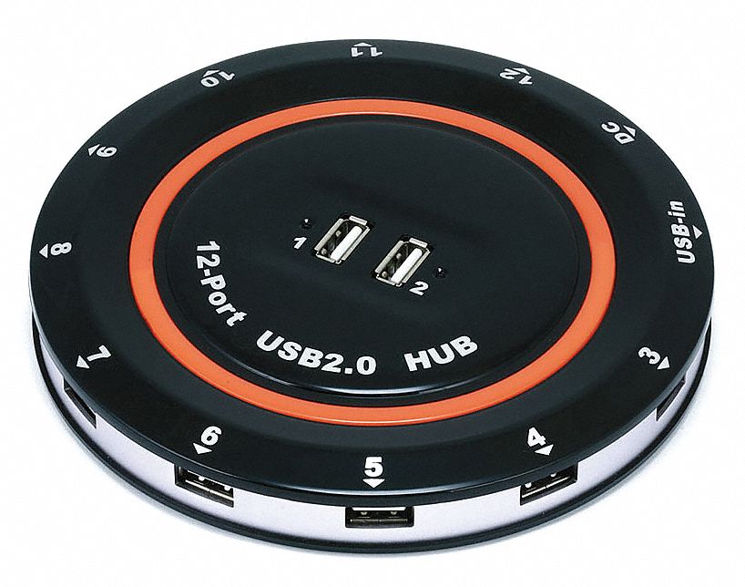 USB Hub, 2.0, 12Ports, Black