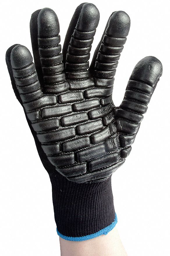 Anti-Vibration Gloves, XL, Black, PR