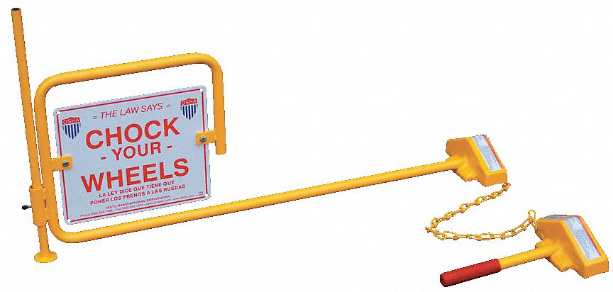 Rail Car Wheel Chocks, 8x20x41In, w/Flag
