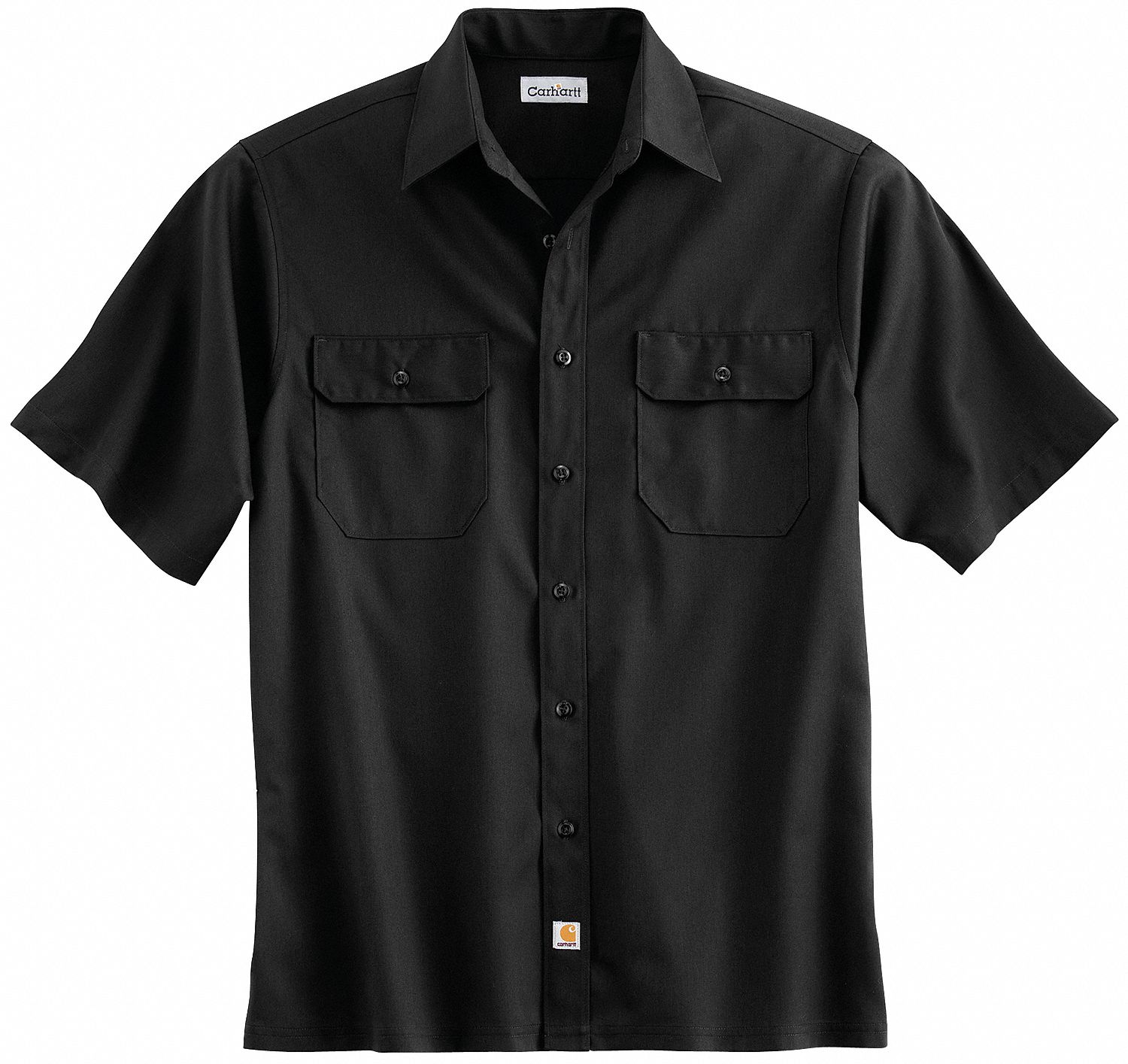Short Sleeve Shirt, Black, Poly/Cott, XL