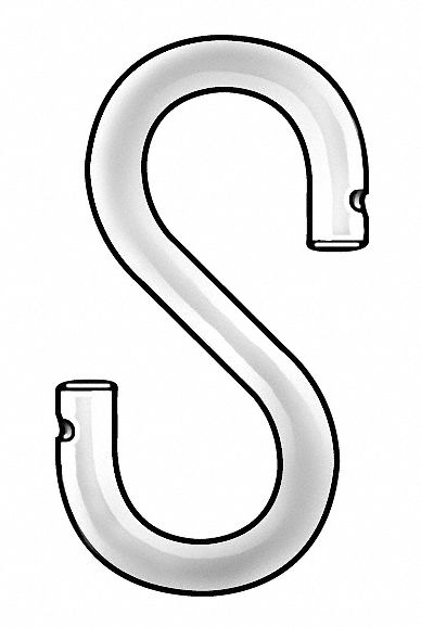 S Hook, Steel, 3/4 L, Opening 1/8, Pk50