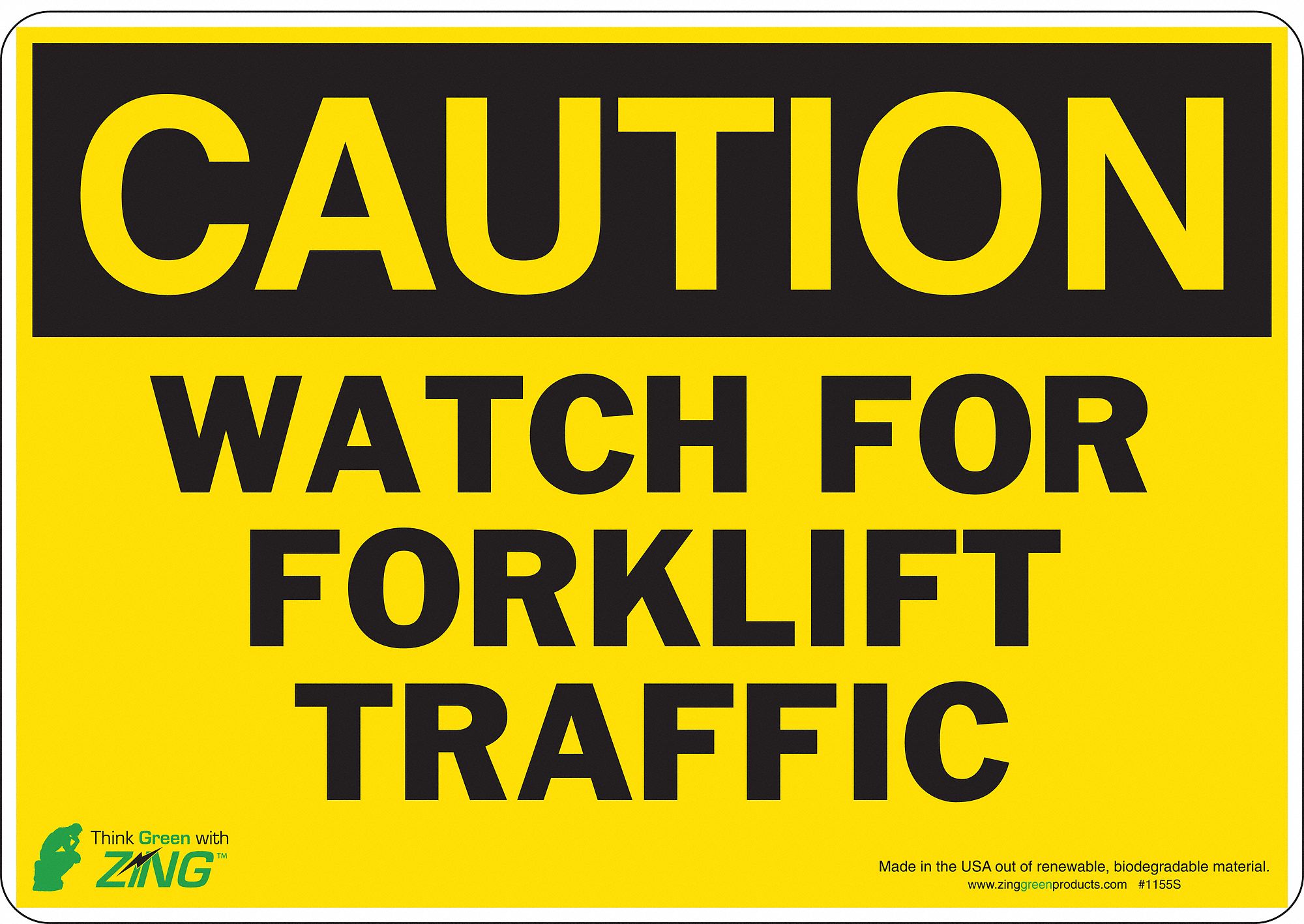 Caution Sign, 7 x 10In, BK/YEL, ENG, Text