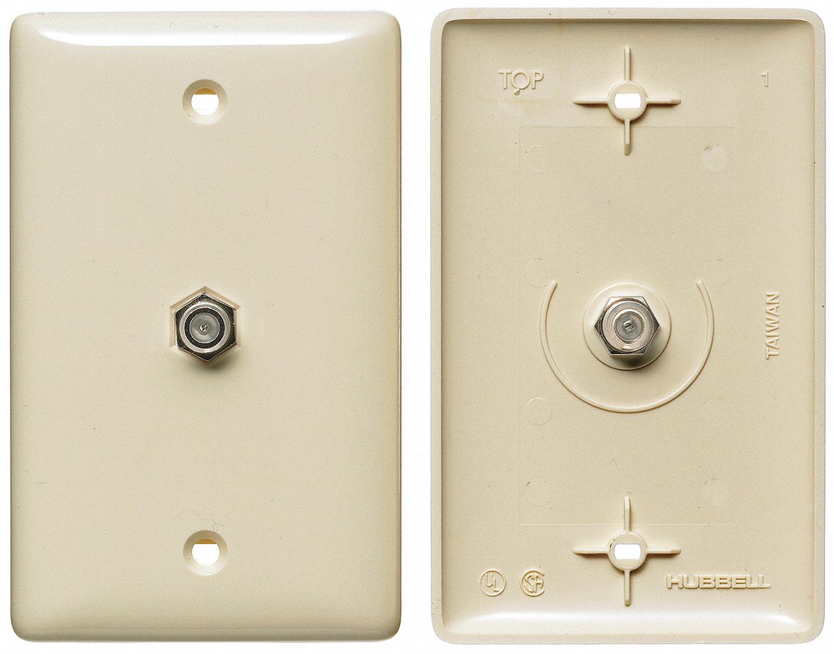 Video Wall Plate and Jack, F Type, Almond