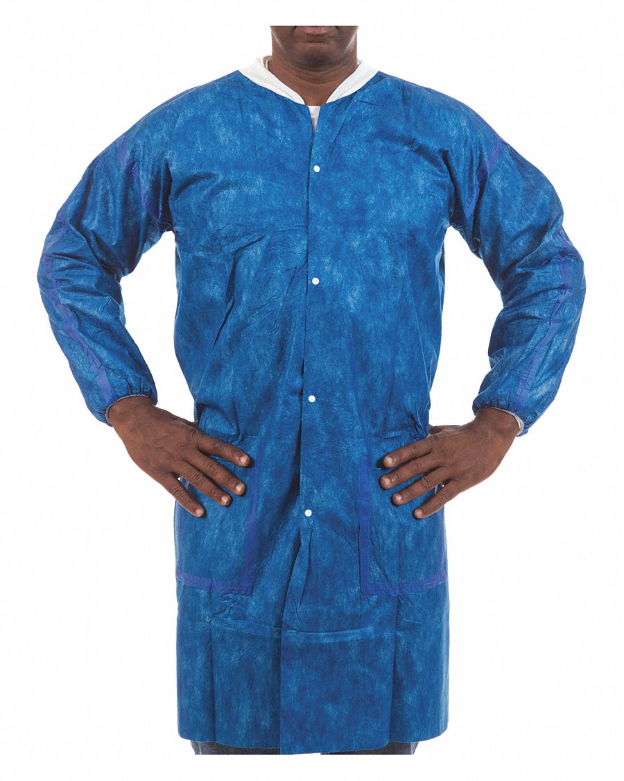 Lab Coat, 2XL, Blue, 40-1/2 In. L, PK 50