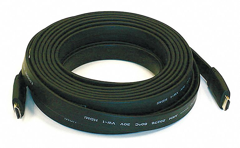 Flat HDMI Cable, Std Spd, Black, 25ft, 24AWG