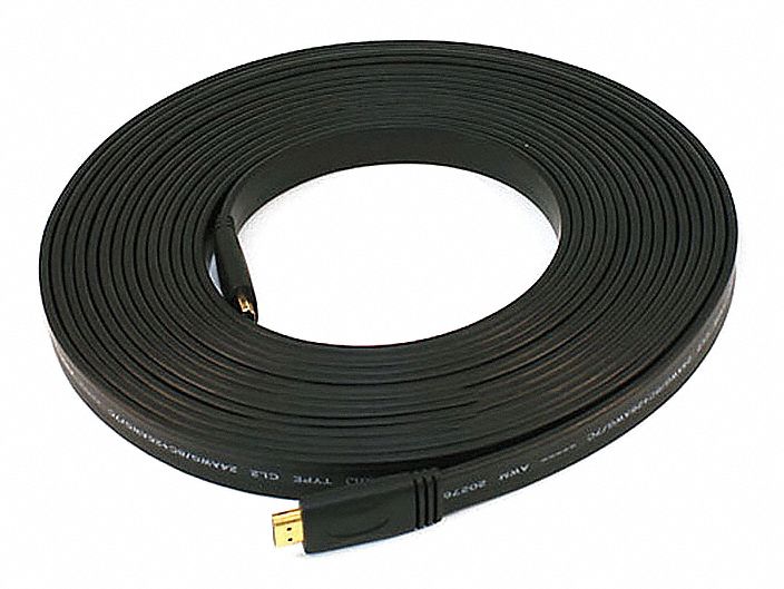 Flat HDMI Cable, Std Spd, Black, 30ft, 24AWG