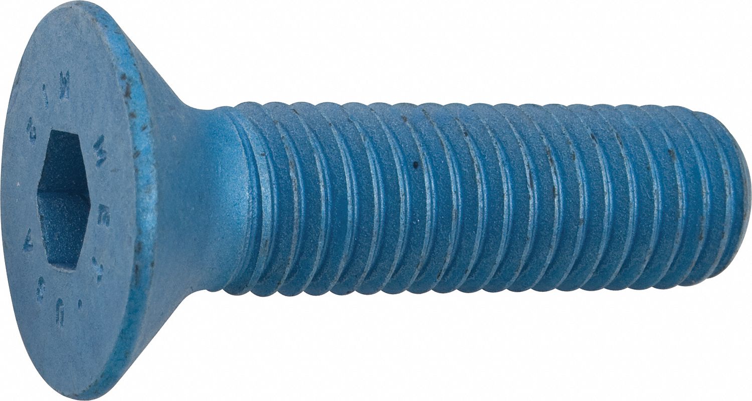 Socket Cap Scr, Flat, Blu, M4x0.7x12mm, Pk25