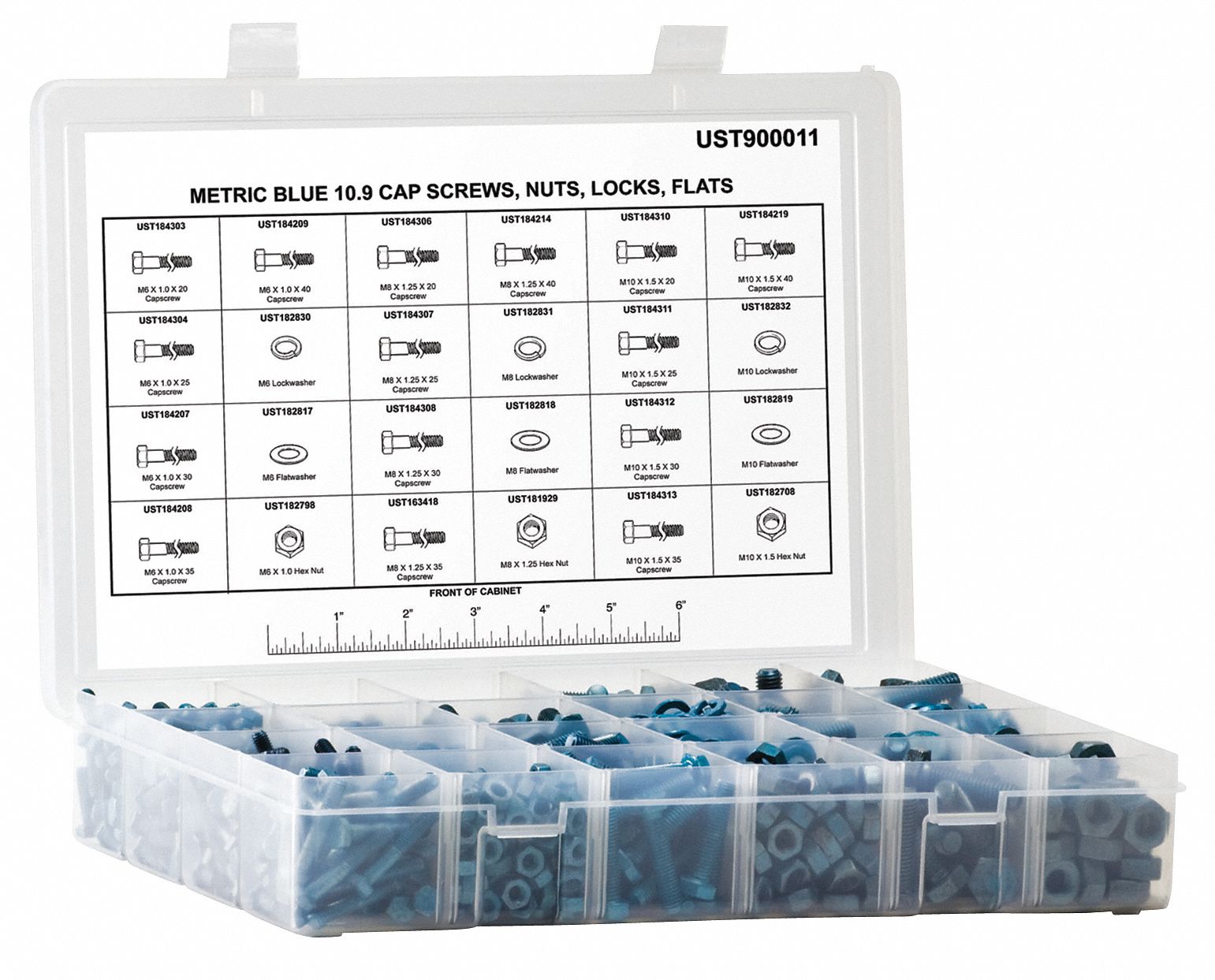 Cap Screw Asst, Metric Blue, 255 Pc, 24 Szs
