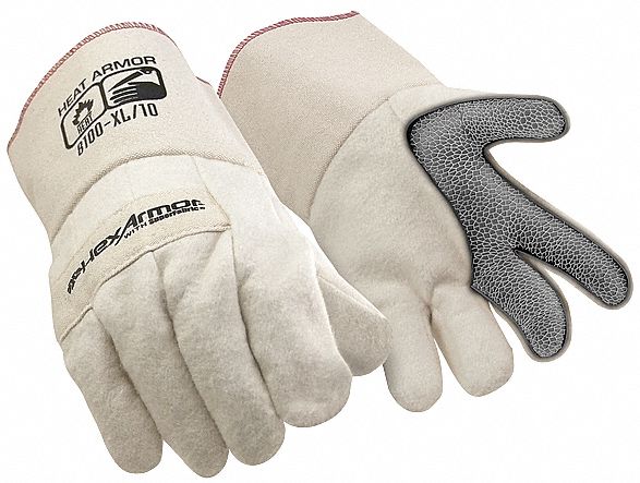 Heat Resist. Glvs, Wht, XL, Cttn/Canvas, PR