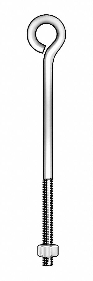 Eyebolt, Stl, 10-24x2 11/16 L, Pk10