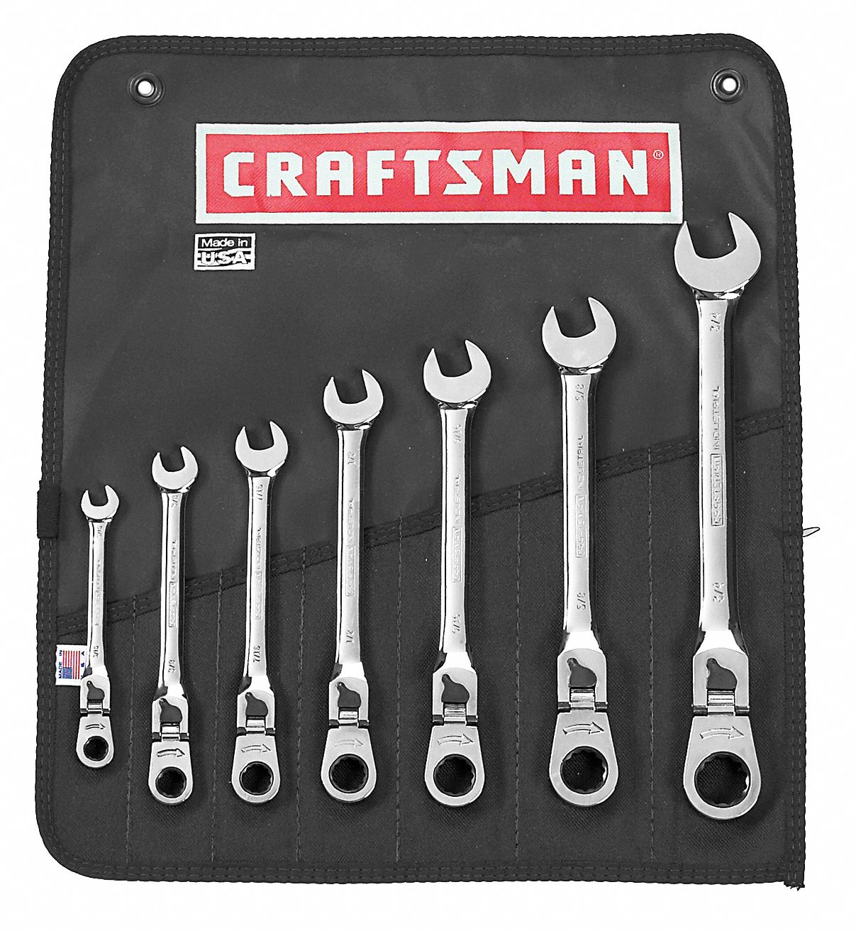 Ratcheting Wrench Set, SAE, 12 pt., 7 PC