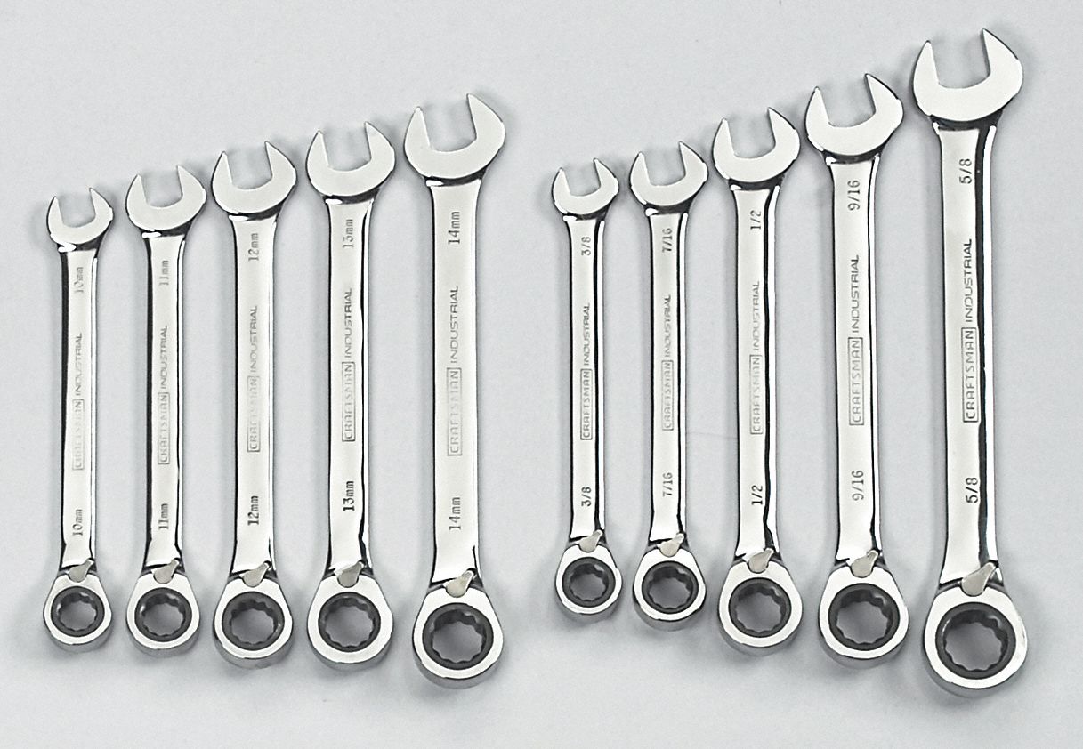 Reversible Wrench Set, Metric & SAE, 10 PC