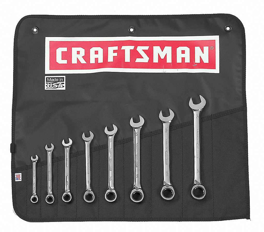 Reversible Wrench Set, SAE, 12 pt., 8 PC