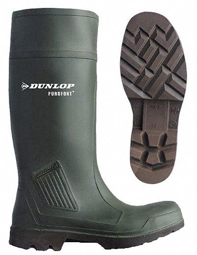 Knee Boots, Men, 9, Steel Toe, Grn, 1PR