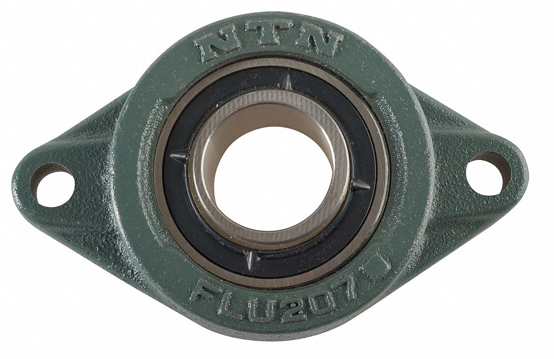 Mounted Brg, 2-Bolt Flange, Dia 1-1/4 In