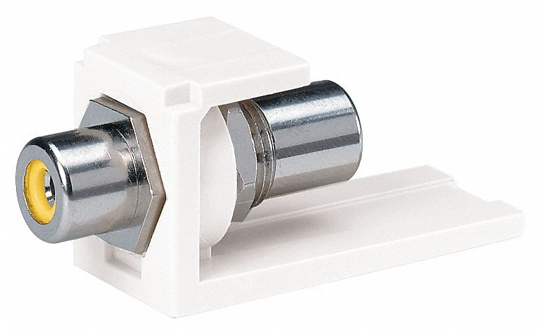 RCA Coupler, Mini-Com, Ivory w/Ylw Insert