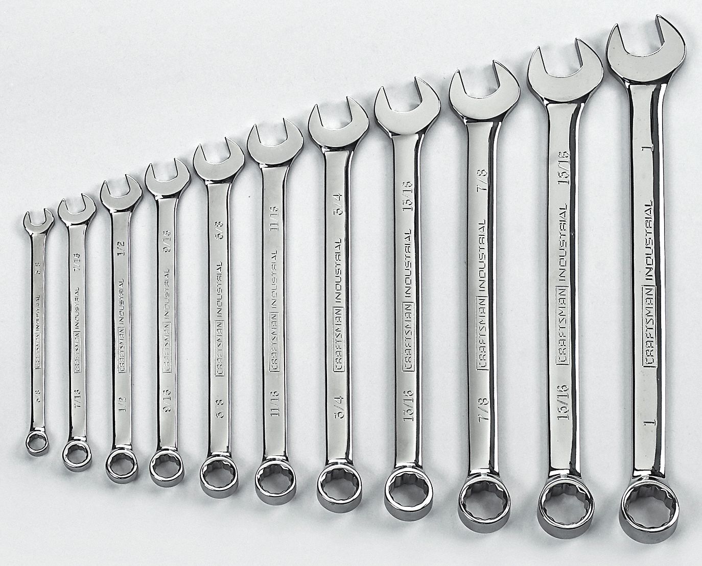 Combo Wrench Set, Polish, 3/8-1 in., 11 Pc