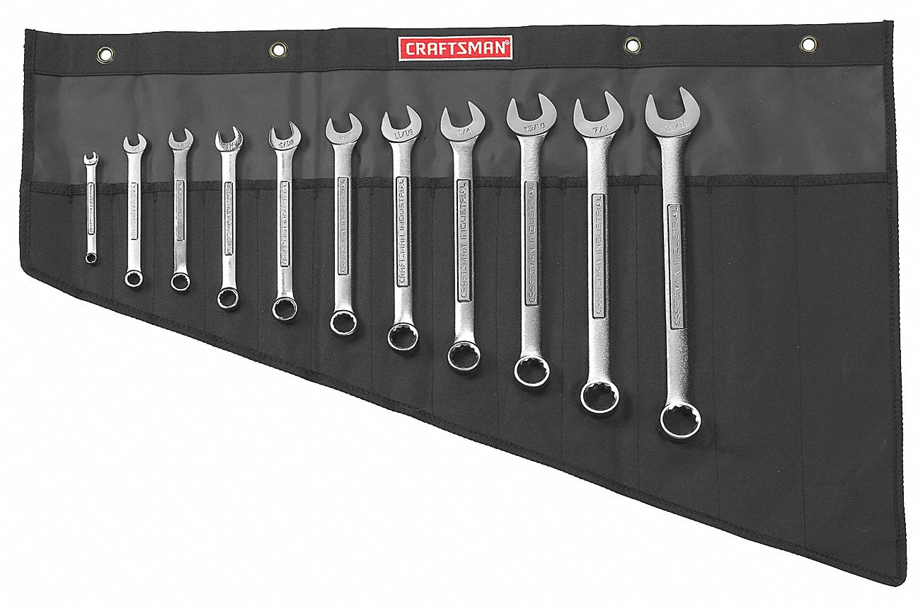 Combo Wrench Set, Satin, 1/4-15/16 in, 11Pc