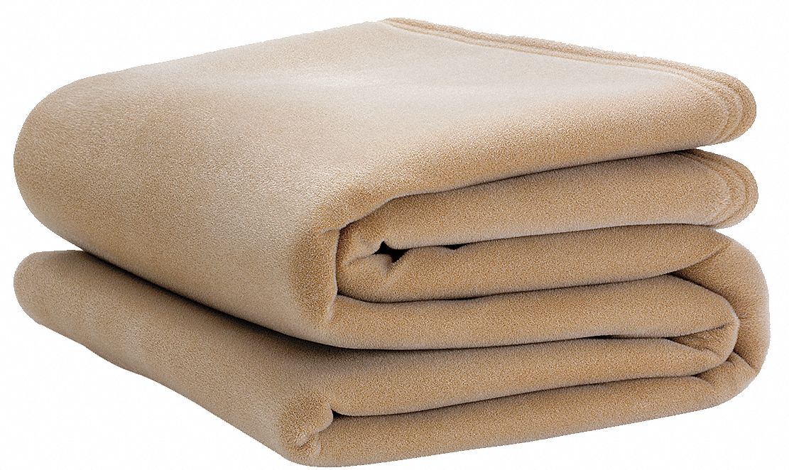 Blanket, Twin, 66x90 In., Tan, PK4