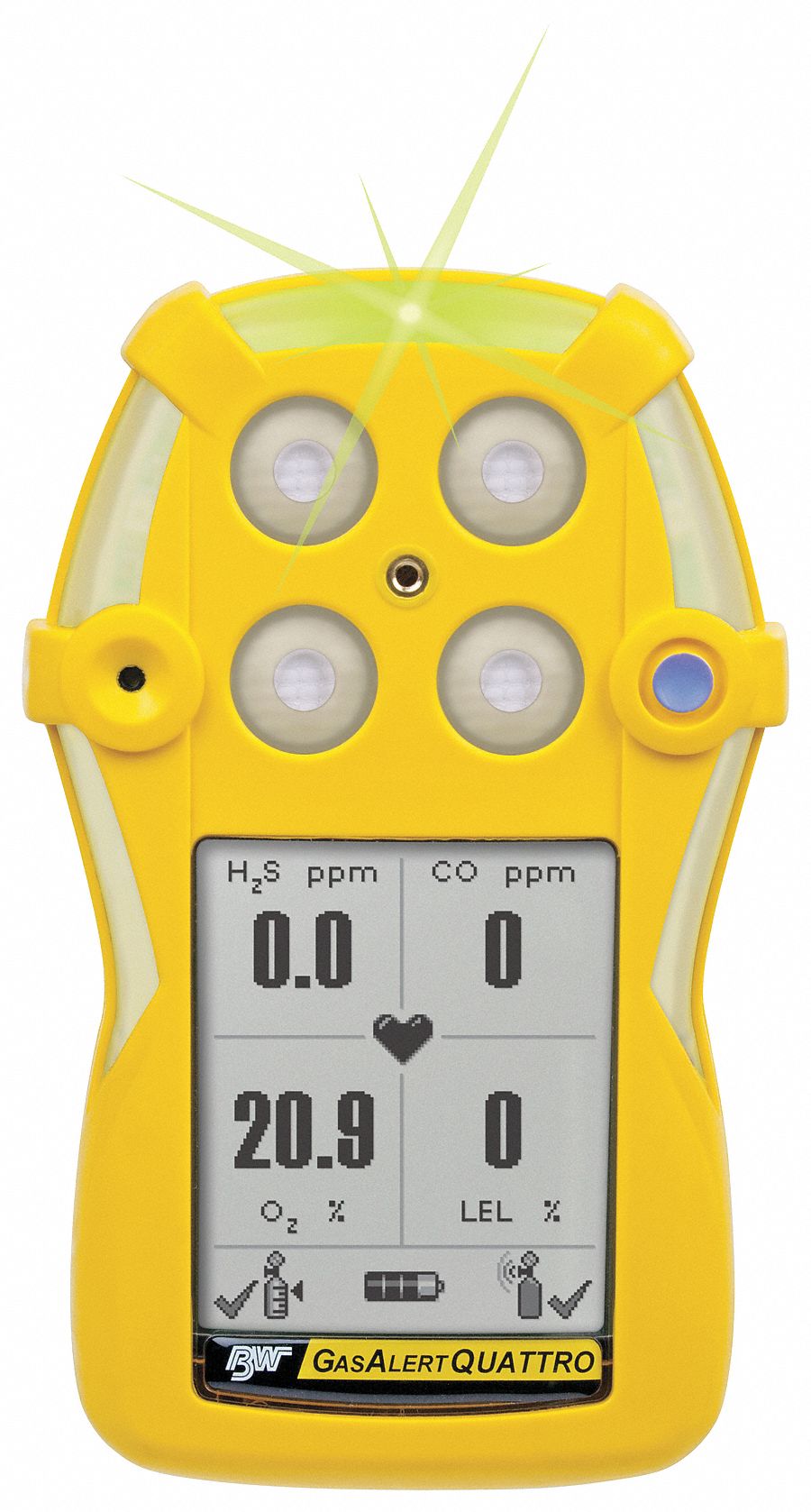 Multi-Gas Detector, 4 Gas, -4 to 122F, LCD