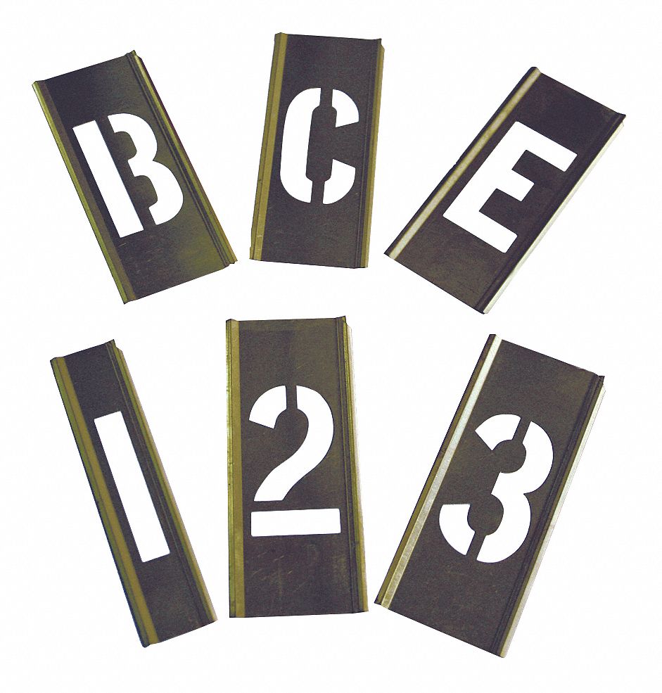 Interlocking Stencil, Numb & Letters, Brass
