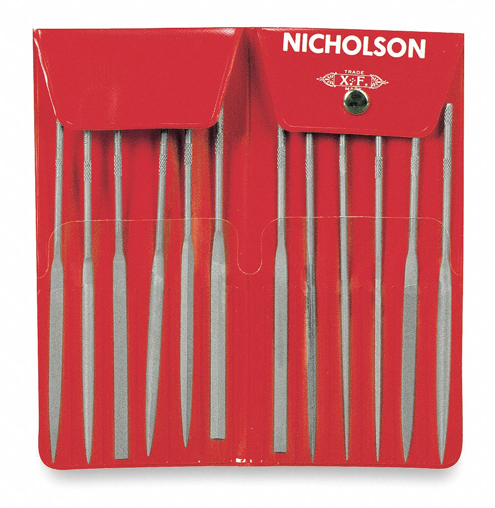 Needle File Set, 5 1/2 In, #2, 12 Pc